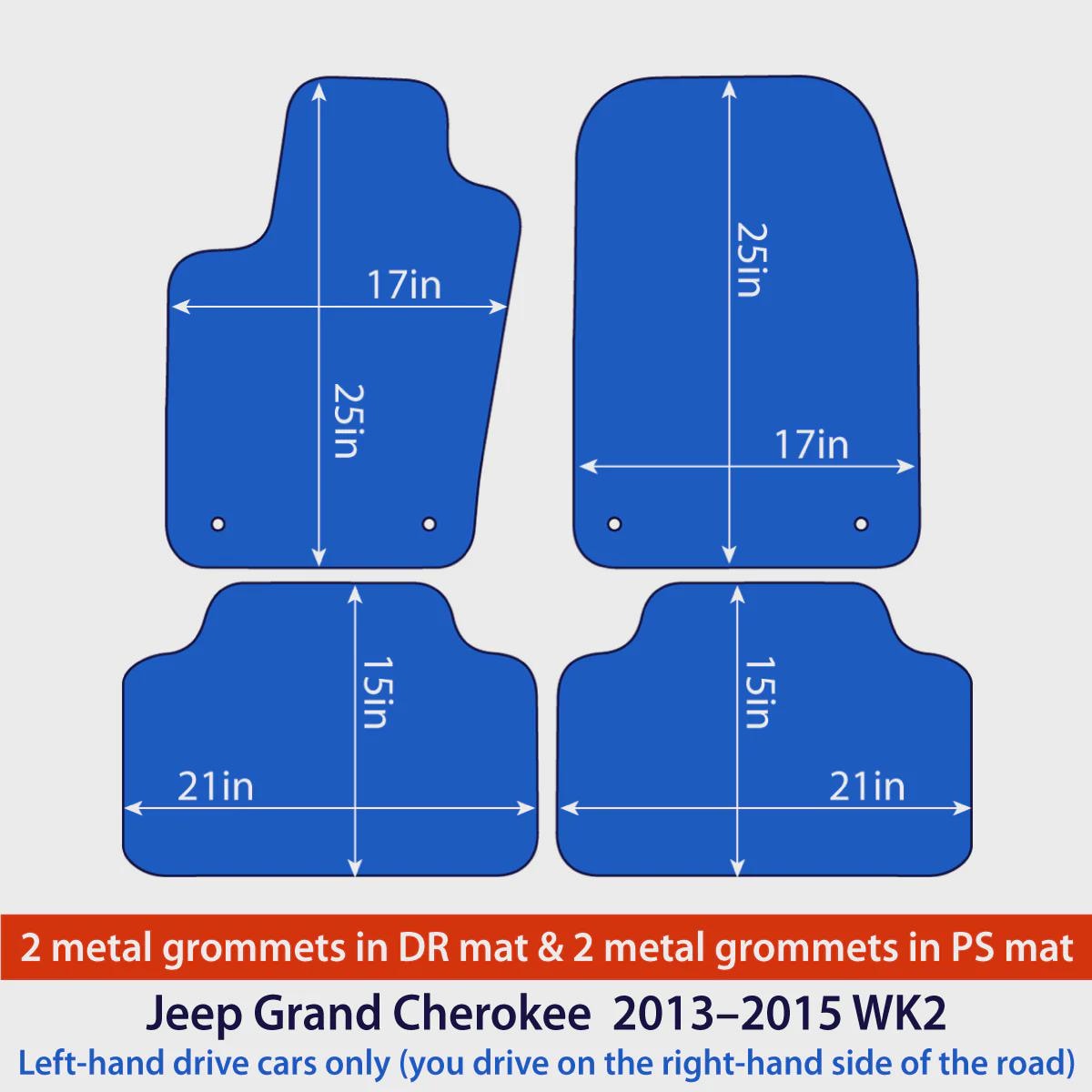 Jeep Grand Cherokee Velour Floor Mats 2013-2015 – WK2 – Black