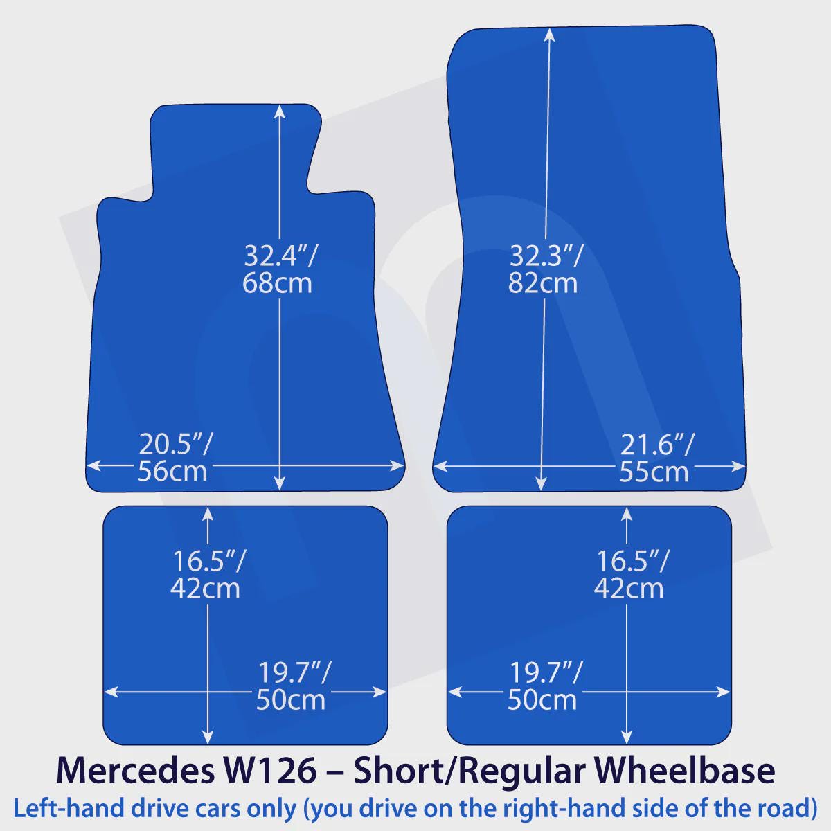 Mercedes S-Class Velour Floor Mats 1979-1991 – W126 – Black