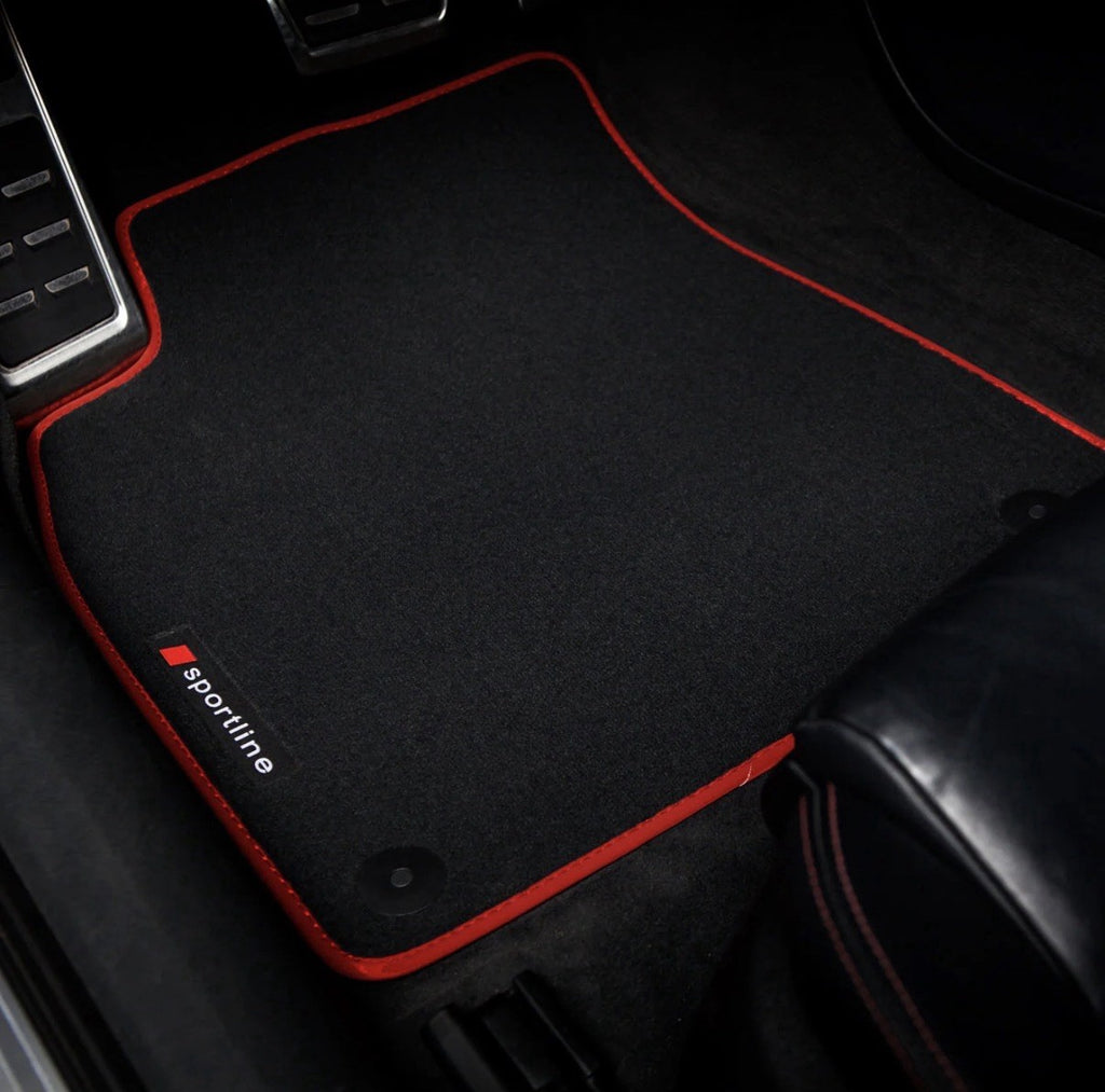 For Audi A6 & S6 Velour Floor Mats 2005-2011 – C6 – Red Sportline