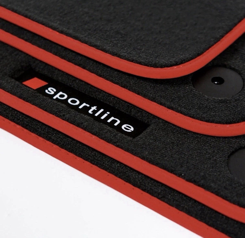 Audi A4 & S4 Sedan, Wagon, Allroad B9Floor Mats- Red Sportline 2017-2025