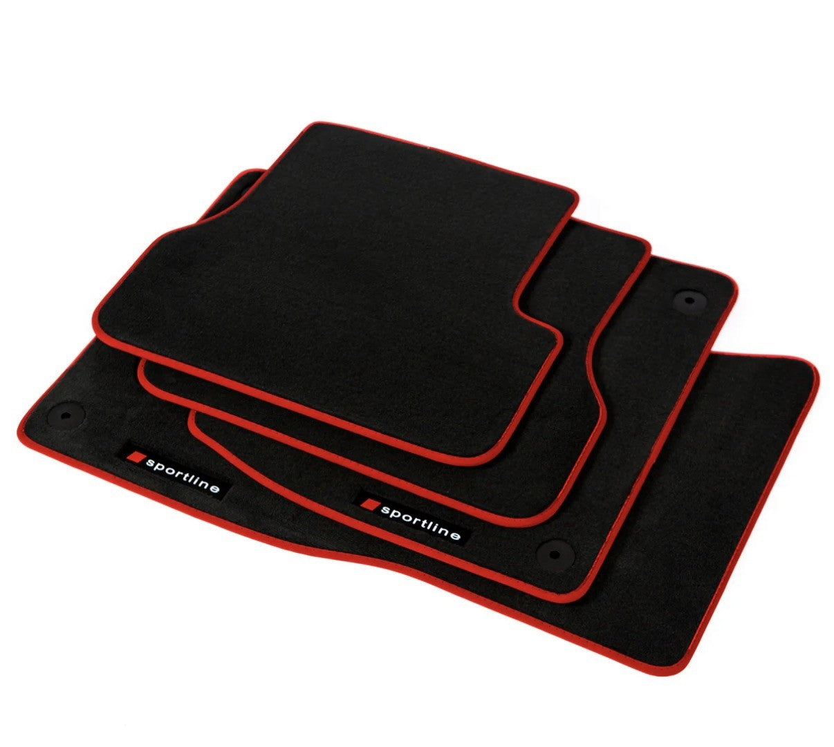 For Audi Q7 & Q8 Velour Floor Mats 2016-2025 – 4M – Red Sportline  OEM quality