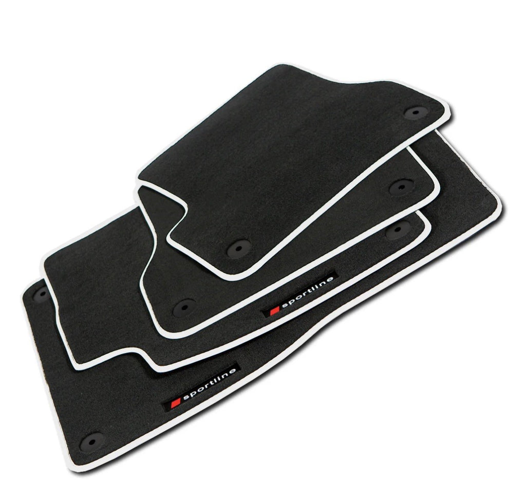 Audi A4 & S4 Velour Floor Mats 2002-2008 – Sedan, Wagon B6 & B7–Silver Sportline