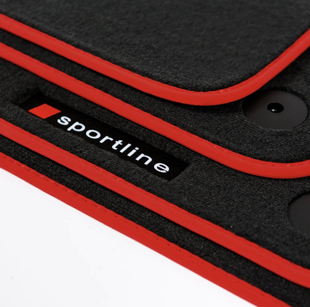 For Audi Q7 & Q8 Velour Floor Mats 2016-2025 – 4M – Red Sportline  OEM quality