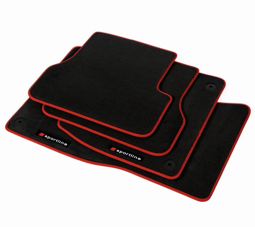 For Audi A6 & S6 Velour Floor Mats 2005-2011 – C6 – Red Sportline