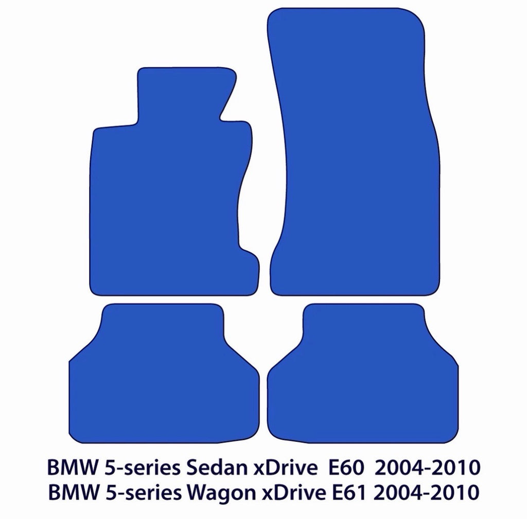 BMW 5-Series Velour Floor Mats xDrive 2004-2010 – E60, E61 – Blue Sportline