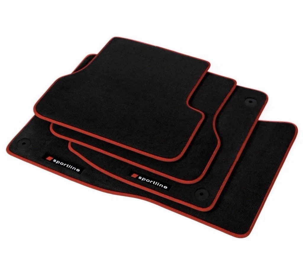 Audi A4 & S4 Sedan, Wagon, Allroad B9Floor Mats- Red Sportline 2017-2025
