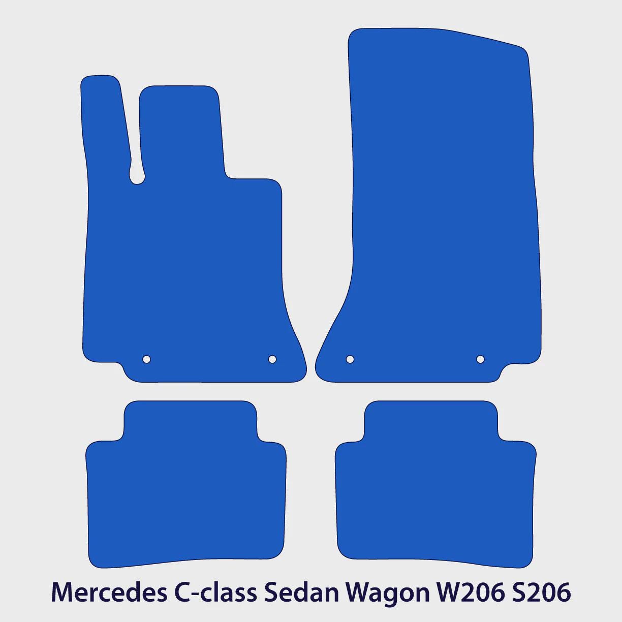 Mercedes C-Class Velour Floor Mats 2022-2025 – W206 & S206 – Black