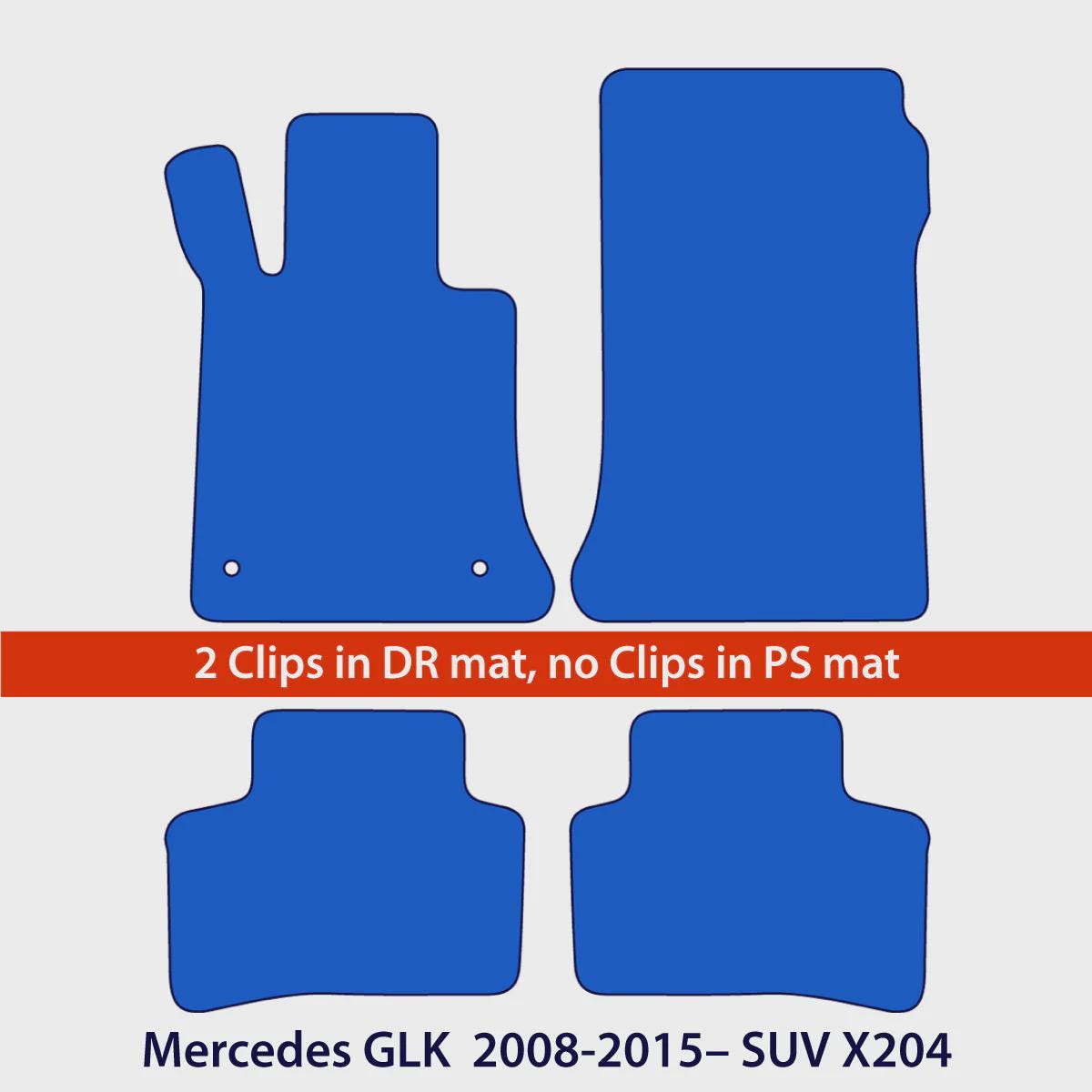 Mercedes GLK Floor Mats 2008-2015 – SUV X204 – Clips in DR mat only – Black