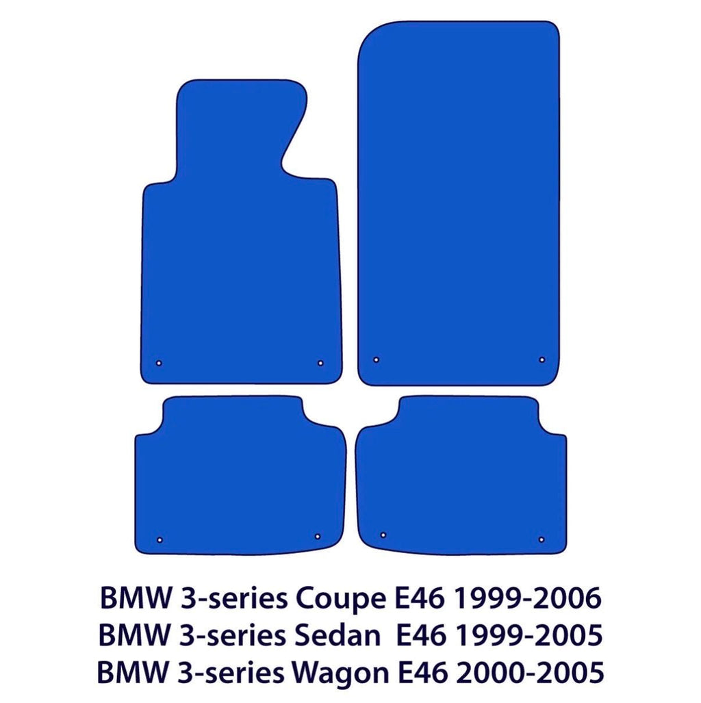 BMW 3-Series Coupe, Sedan & Wagon Velour Floor Mats – E46 – Black
