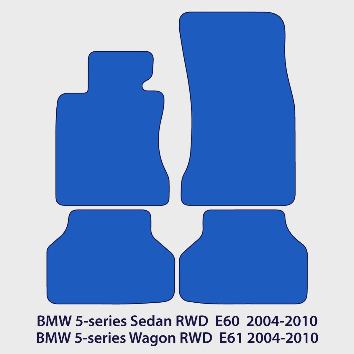 BMW 5-Series Velour Floor Mats RWD 2004-2010 – E60, E61 – 5 Logo