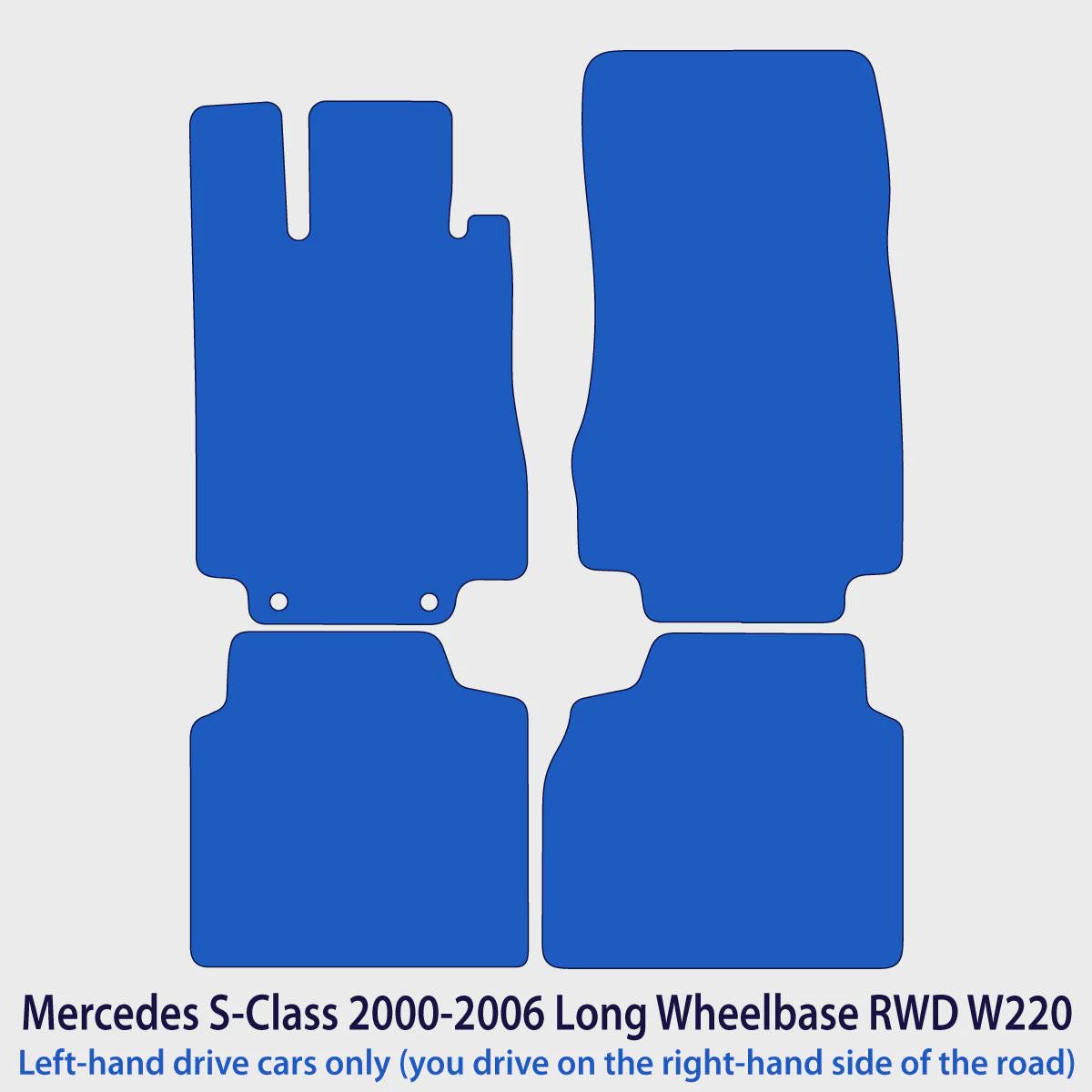Mercedes S-Class Long RWD Velour Floor Mats 2000-2006 – W220 – Black