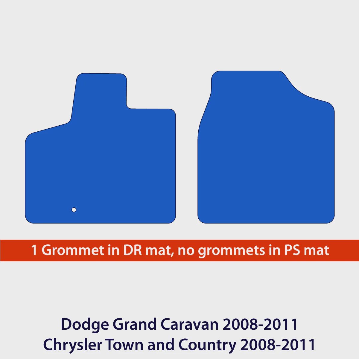 Dodge Grand Caravan 2008-2011 & Chrysler Town and Country 2008-2011 1st Row Velour Floor Mats – Black