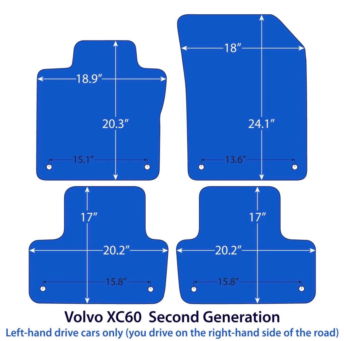 Volvo XC60 Velour Floor Mats 2018-2026 – 2nd Gen – Flag Logo