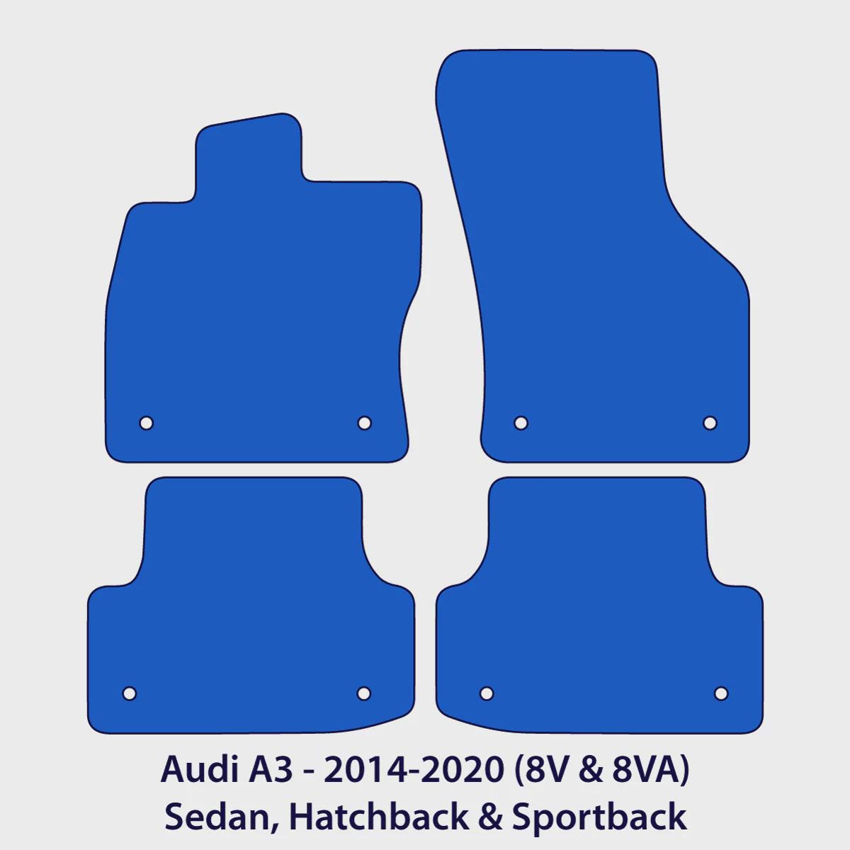 Audi A3 Convertible Velour Floor Mats 2014-2020 – 8V7 – Black