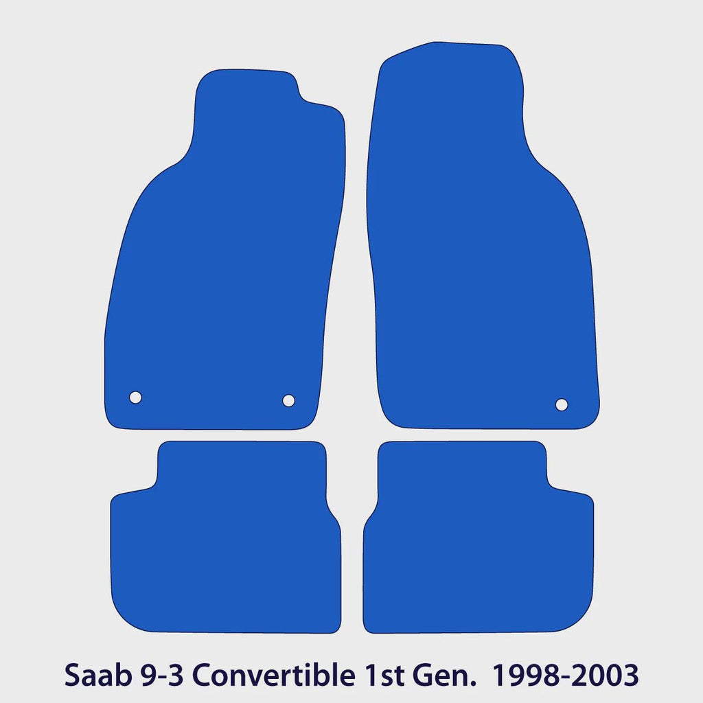 Saab 9-3 Convertible Velour Floor Mats 1998-2003 – Black