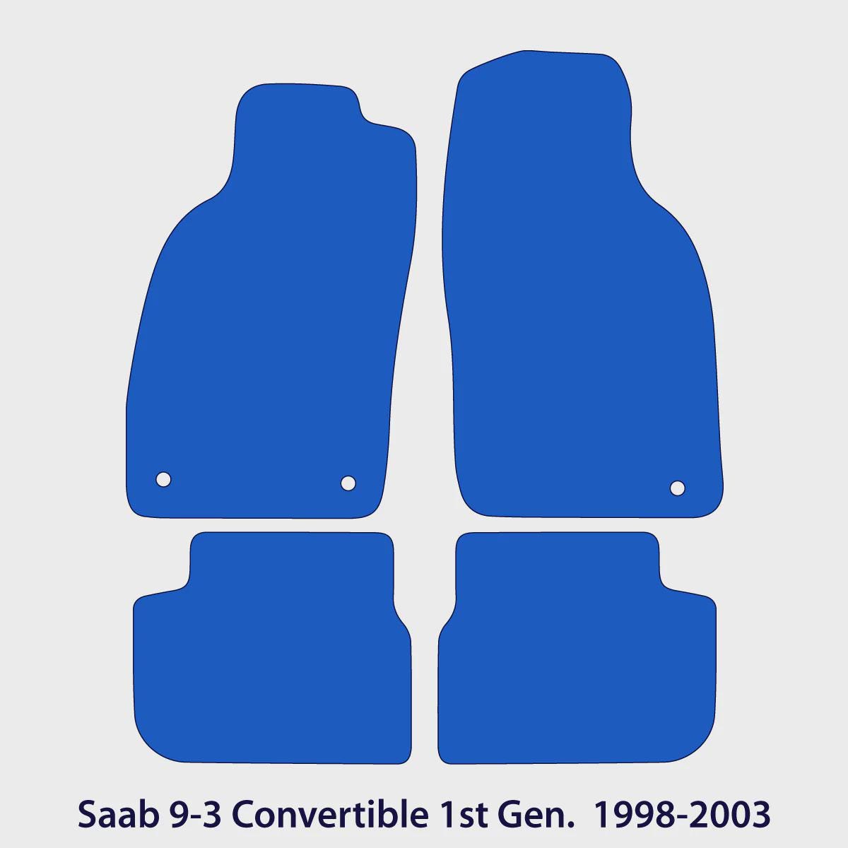Saab 9-3 Convertible Velour Floor Mats 1998-2003 – Black