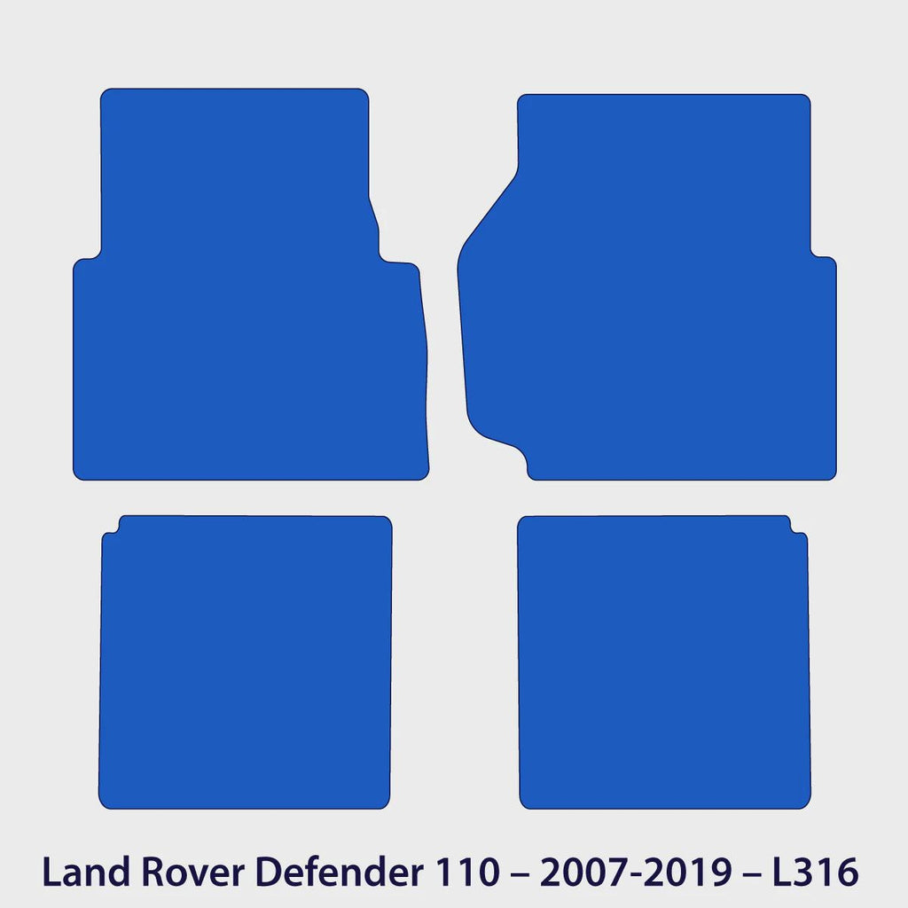 Land Rover Defender 110 Velour Floor Mats 2007-2019 – L316 – Black