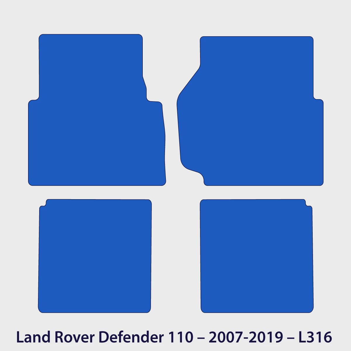 Land Rover Defender 110 Velour Floor Mats 2007-2019 – L316 – Black