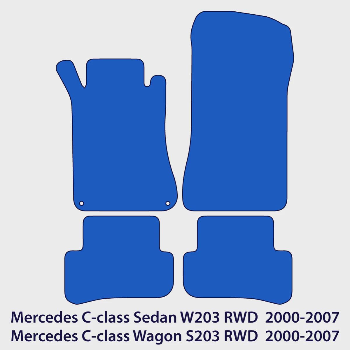 Mercedes C-Class Velour Floor Mats 2001-2007 – RWD W203 & S203 – Black