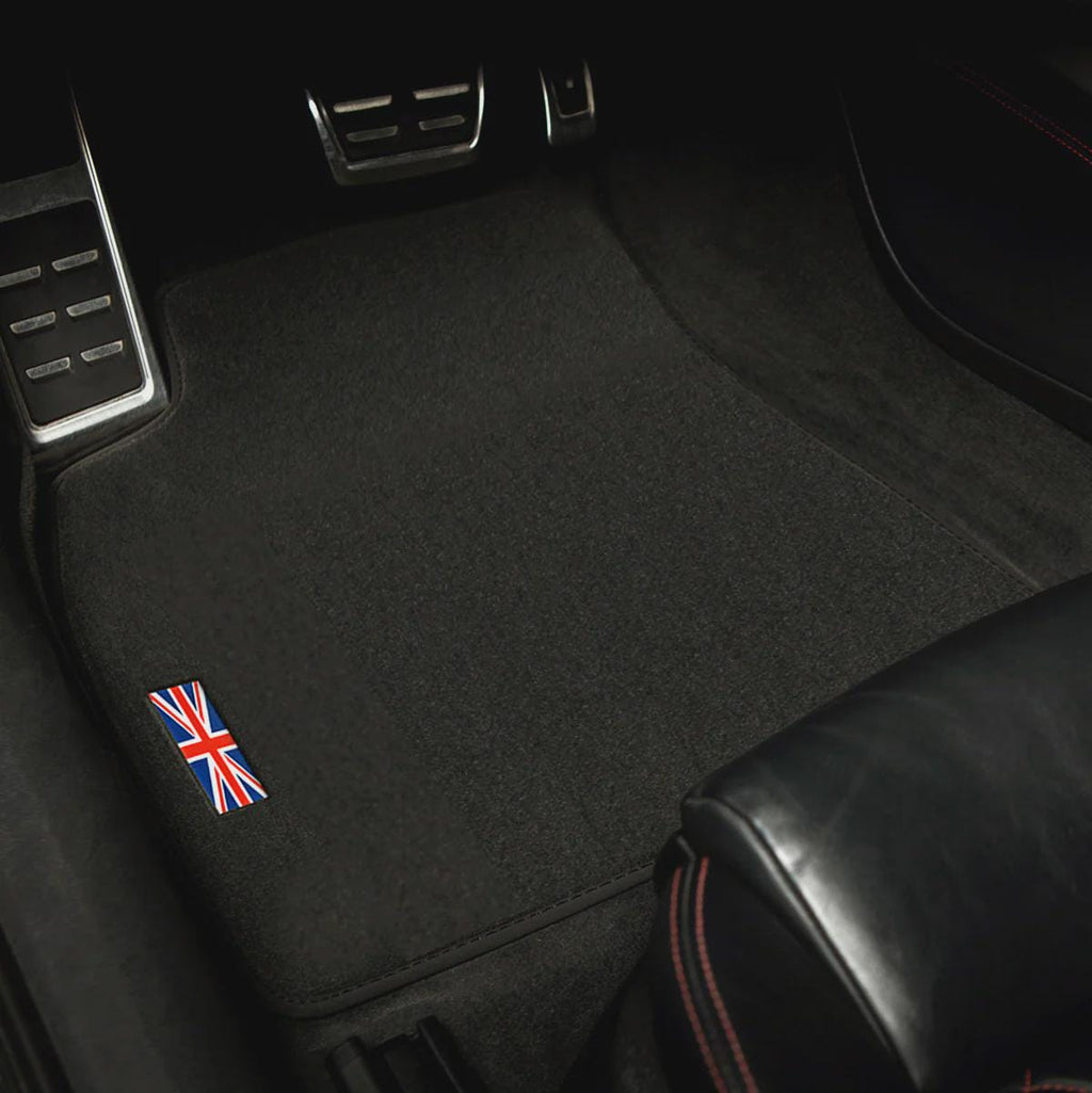 Mini Cooper Clubman, Coupe & Roadster Velour Floor Mats 2007-2015 – R55, R58, R59 – Flag Logo