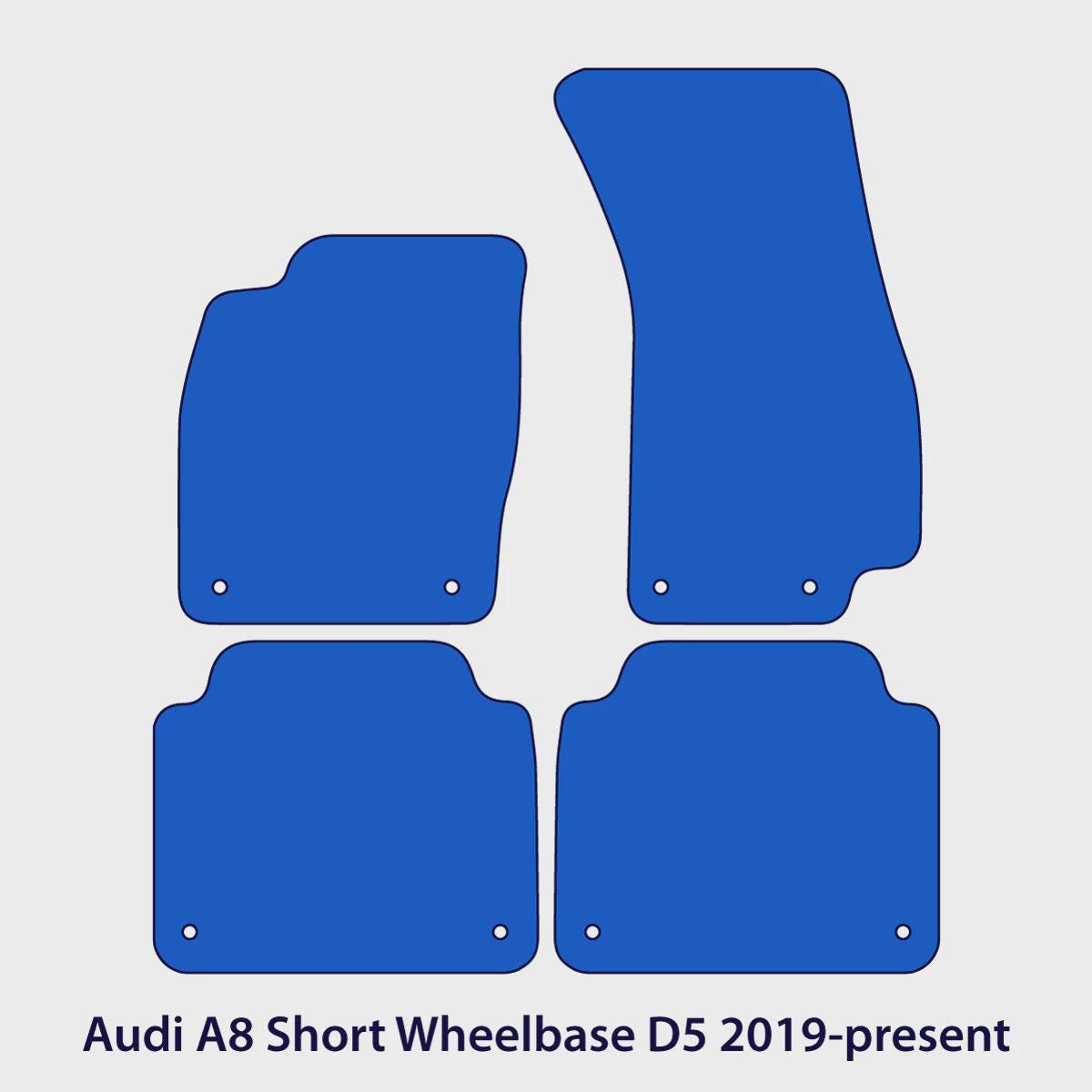 Audi A8/S8 Short Wheelbase Velour Floor Mats 2019-2025 –D5 – Black