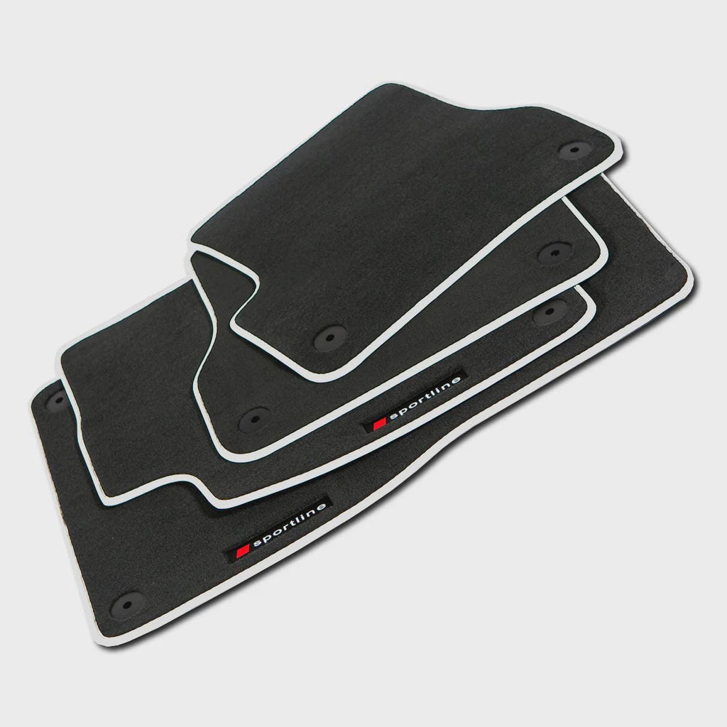 Audi A4 S4 Velour Floor Mats 2002-2008 – Sedan, Wagon B6 & B7 – Silver Sportline