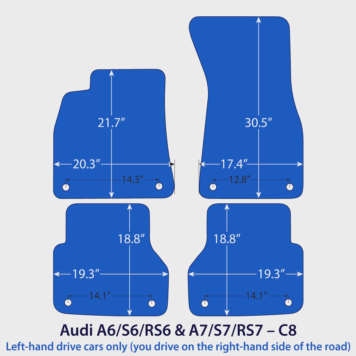 Audi A6/S6 A7/S7 2019-2025 | RS6 RS7 2021-2026 Velour Floor Mats – C8 – Red Stitching