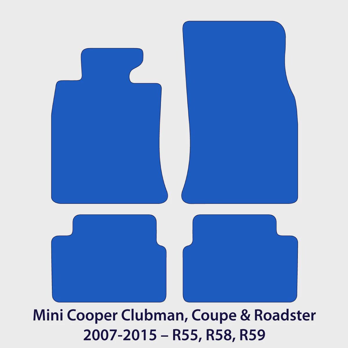 Mini Cooper Clubman, Coupe & Roadster Velour Floor Mats 2007-2015 – R55, R58, R59 – Flag Logo