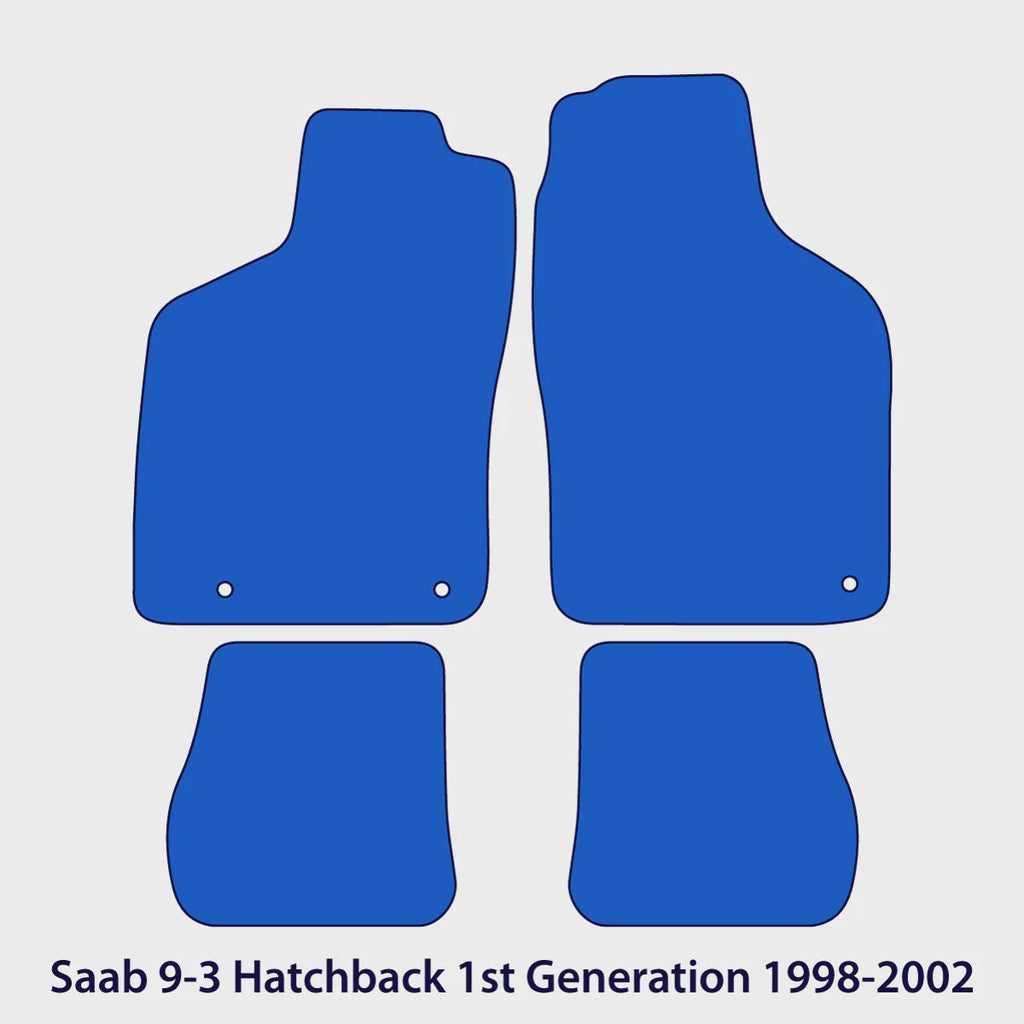 Saab 9-3 4-door Hatchback Velour Floor Mats 1998-2002 – Black