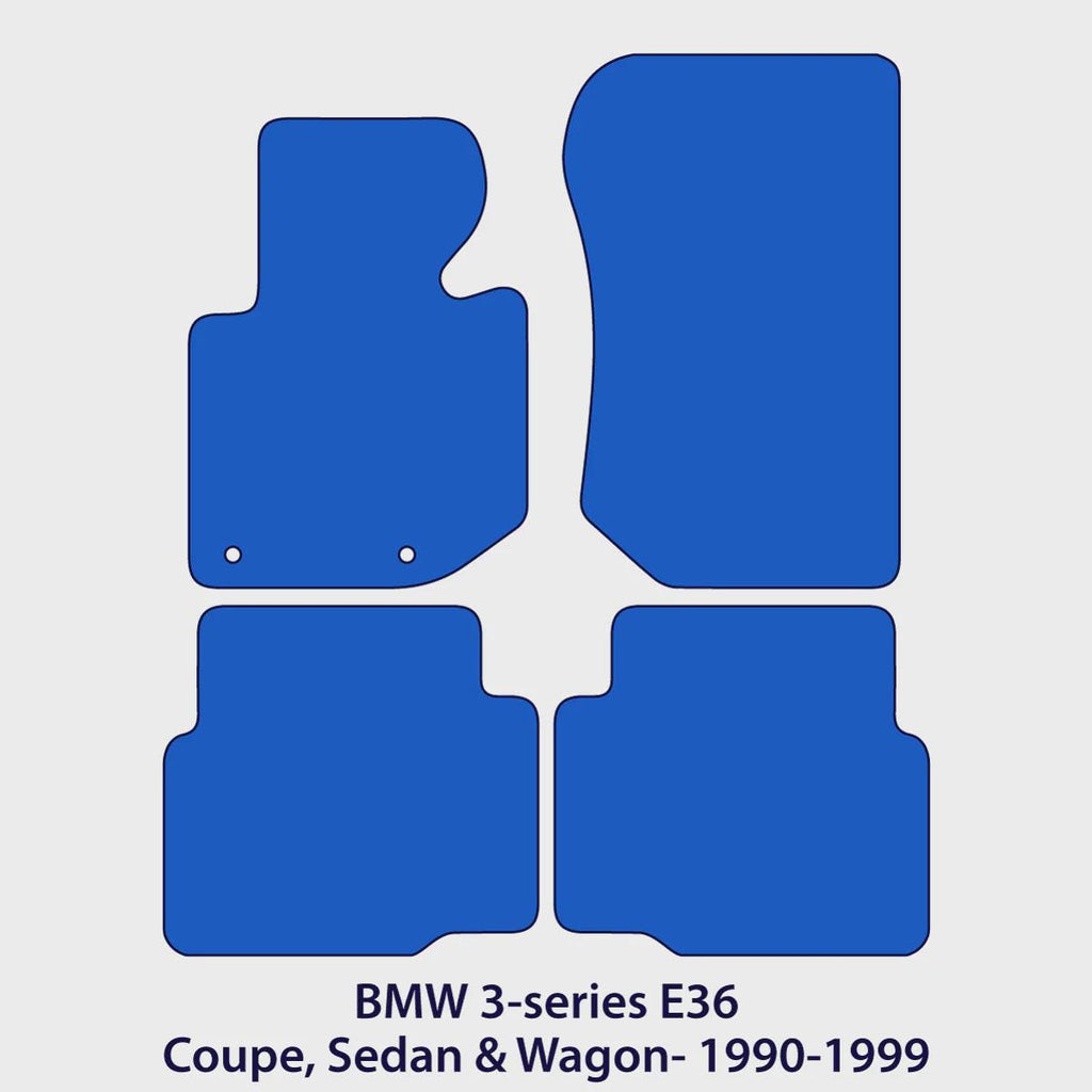 BMW 3-Series Velour Floor Mats 1992-1999 – Coupe, Sedan, Wagon & Compact E36 – Black