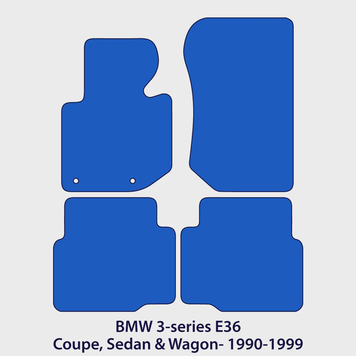 BMW 3-Series Velour Floor Mats 1992-1999 – Coupe, Sedan, Wagon & Compact E36 – Black