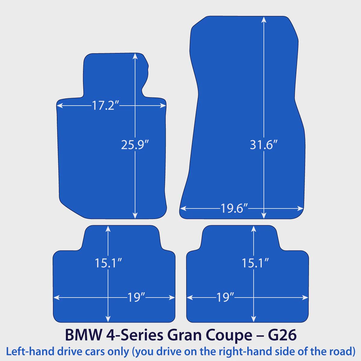 BMW 4-Series Gran Coupé Velour Floor Mats 2021-2026 – G26 – M Stitching