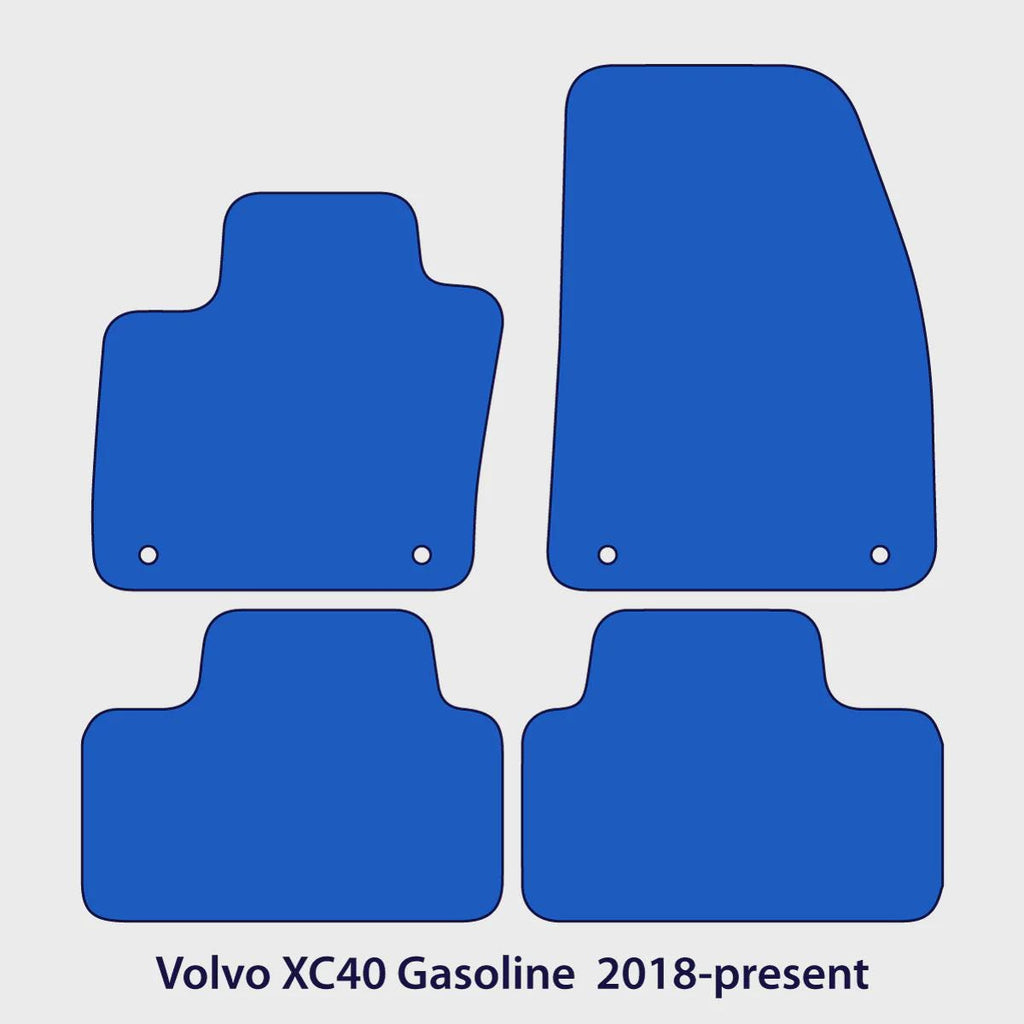 Volvo XC40 Gasoline Velour Floor Mats 2018-2025 – 1st Gen – Black