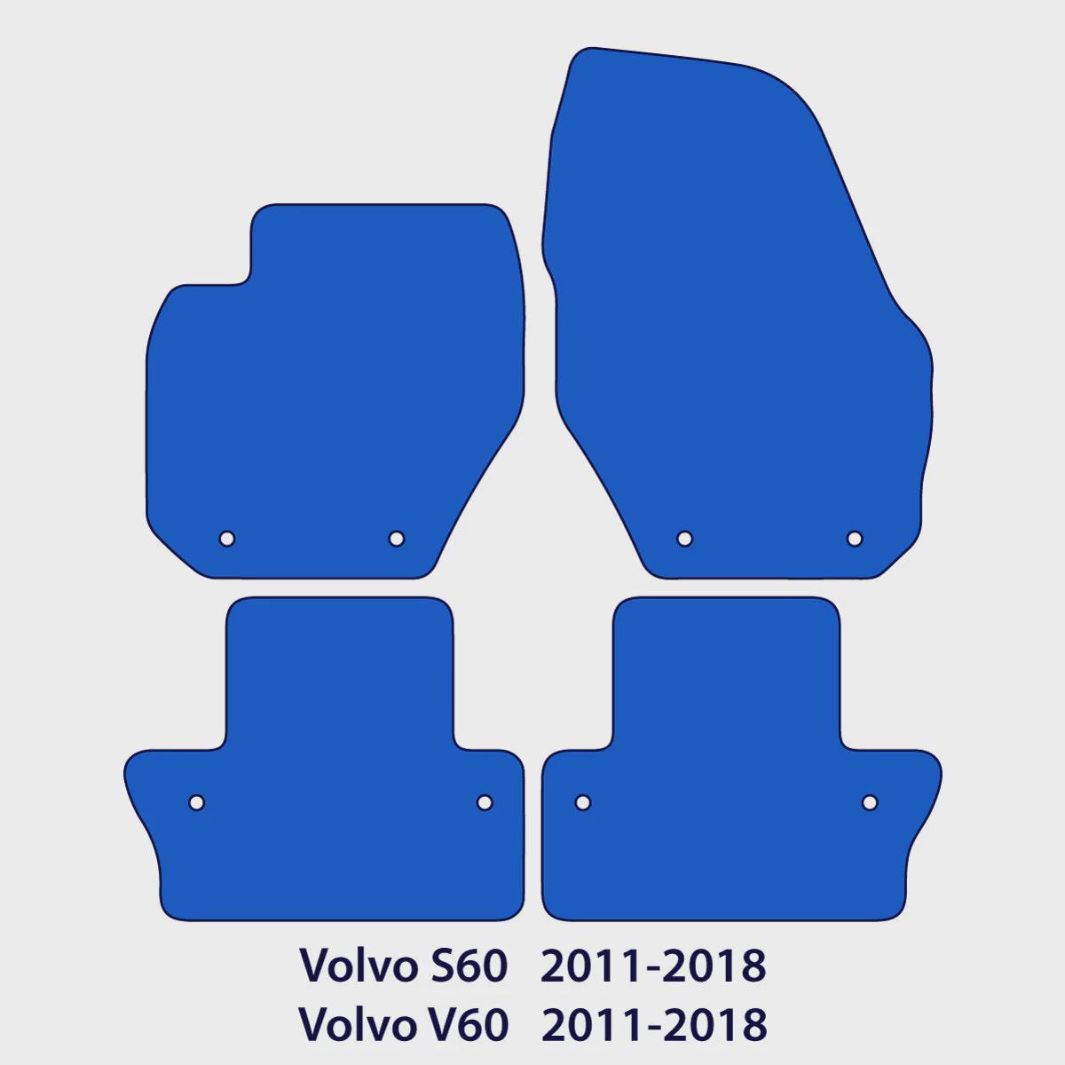 Volvo S60 & V60 Velour Floor Mats 2011-2018 – No Inscription – Flag Tag