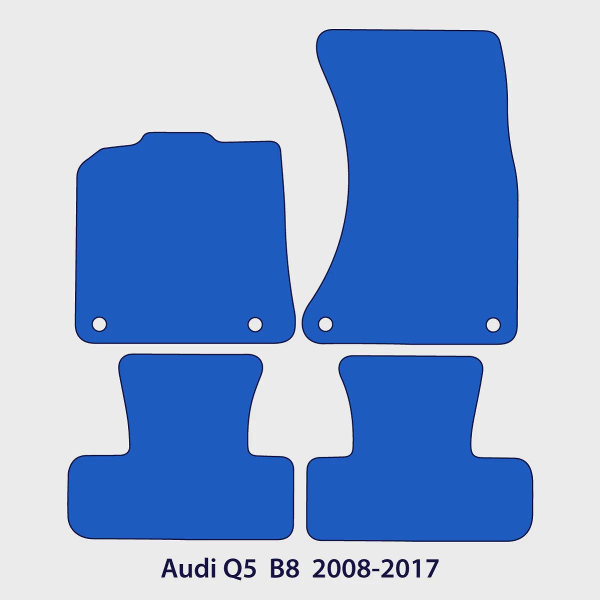 Audi Q5 Velour Floor Mats 2008–2017 – 8R – Red Stitching