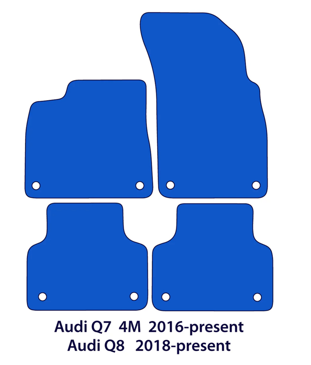 Audi Q7 & Q8 Velour Floor Mats 2016-2025 – 4M – Red Edging