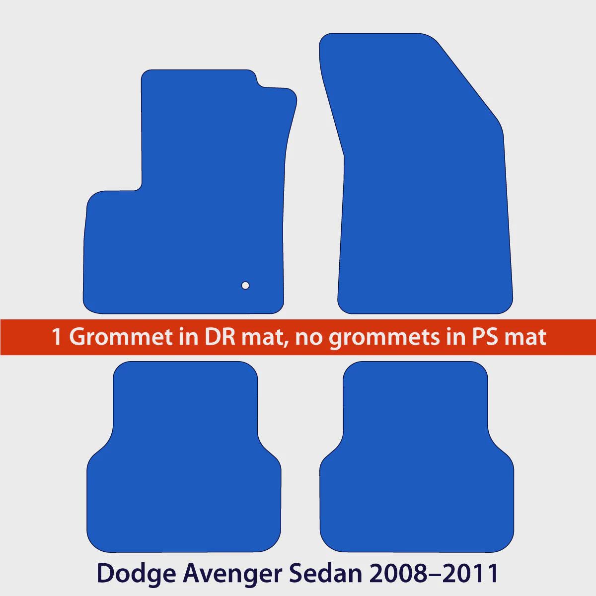 Dodge Avenger Sedan Velour Floor Mats 2008–2011 – Black