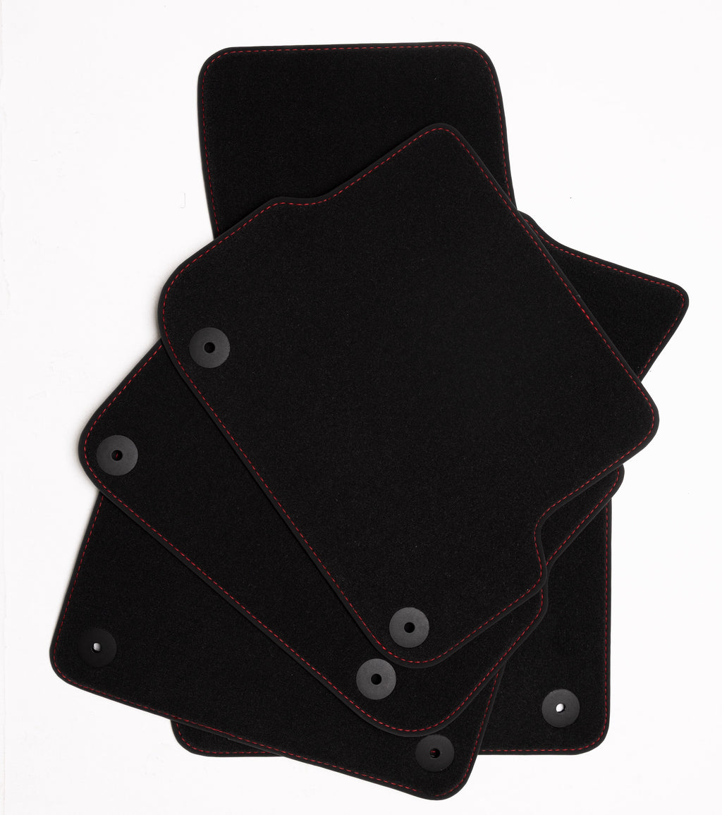 Audi A6 & S6 Velour Floor Mats 2005-2011 – C6 – Red Stitching