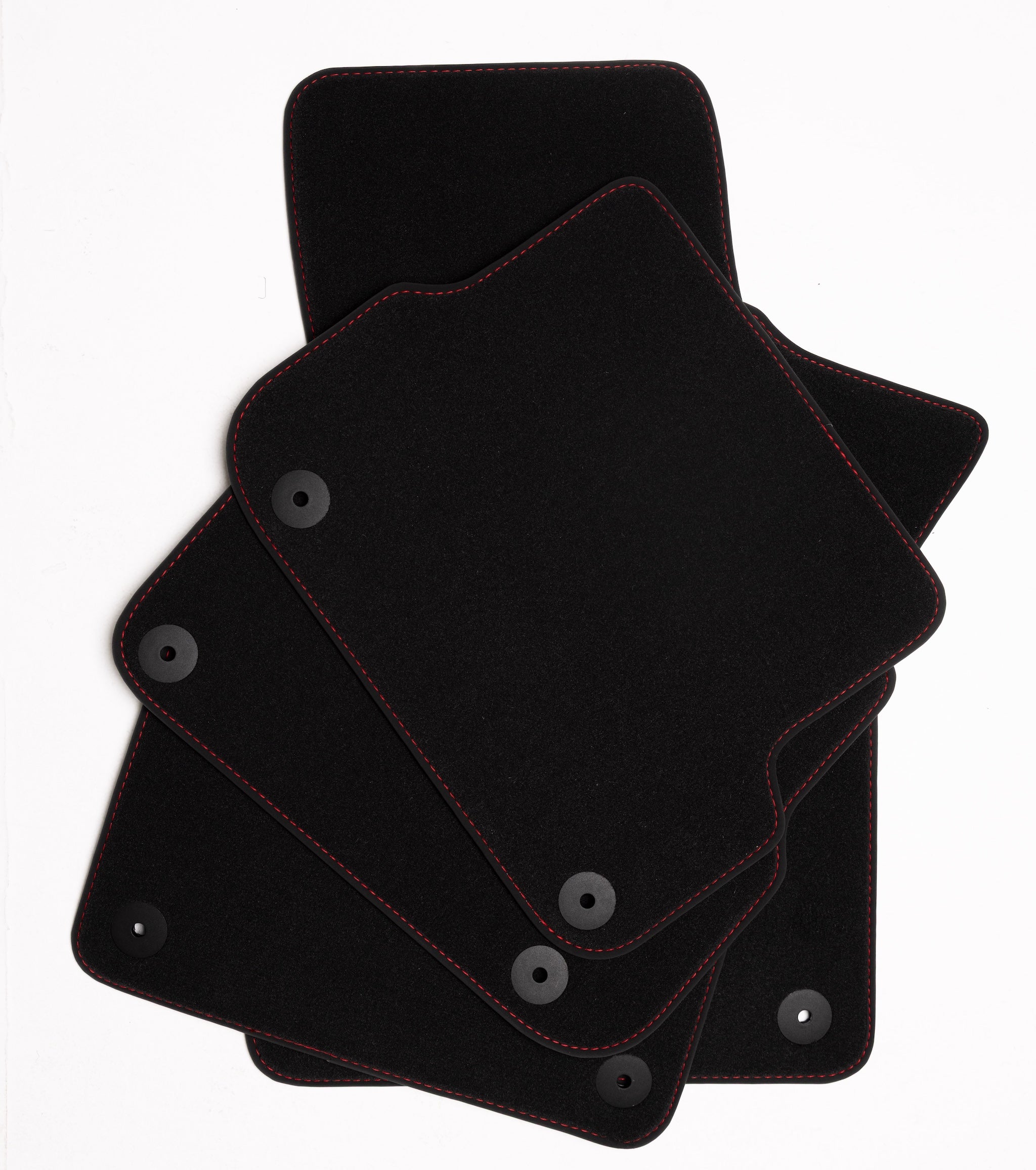 Audi A4 & S4 Velour Floor Mats 2002-2008 – Sedan, Wagon B6  B7 – Red Stitching