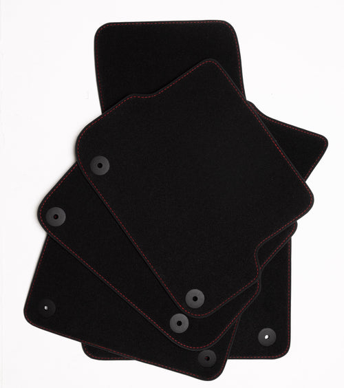 Audi A4 & S4 Velour Floor Mats 2002-2008 – Sedan, Wagon B6  B7 – Red Stitching