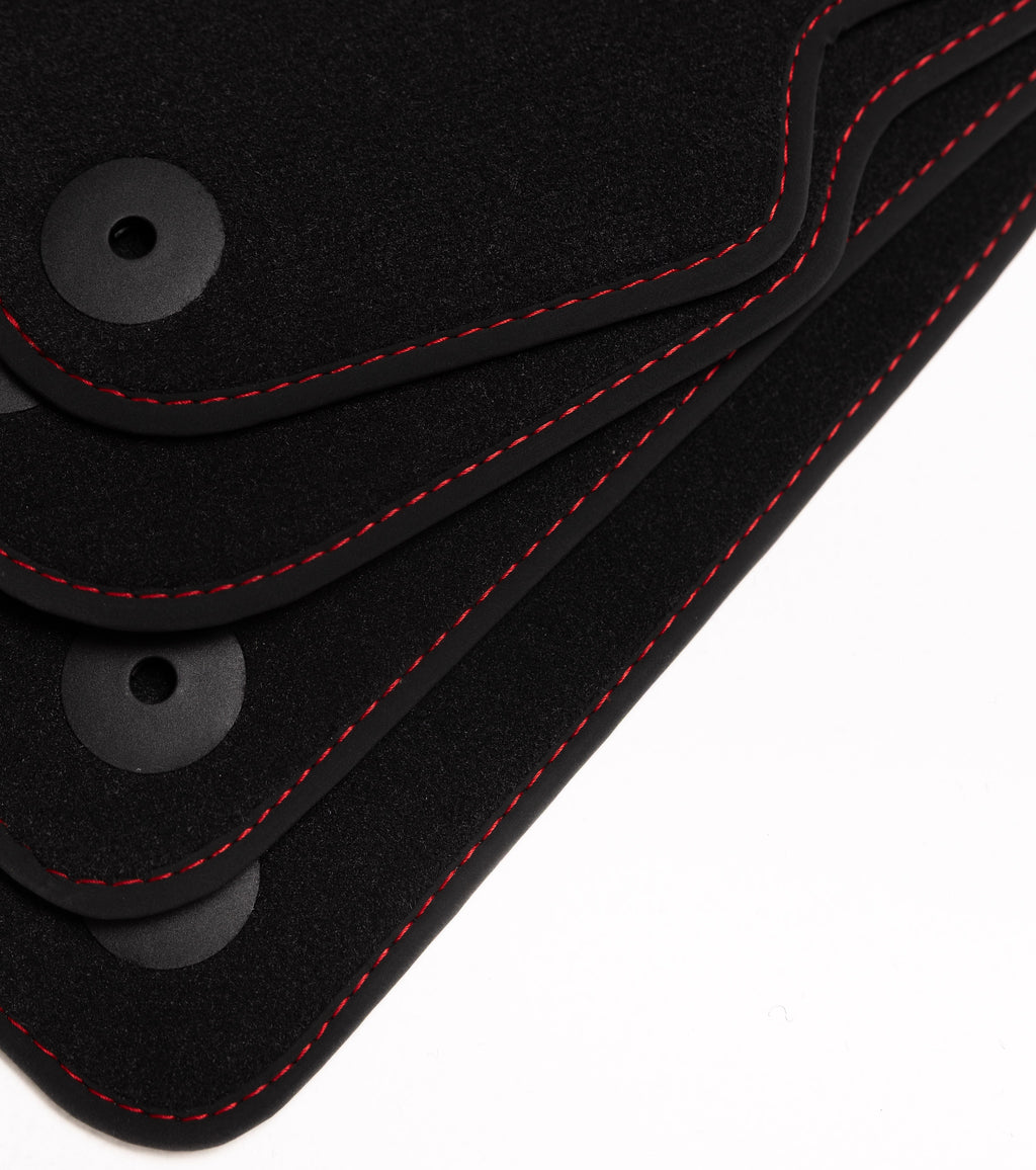Audi A6 & S6 Velour Floor Mats 2005-2011 – C6 – Red Stitching