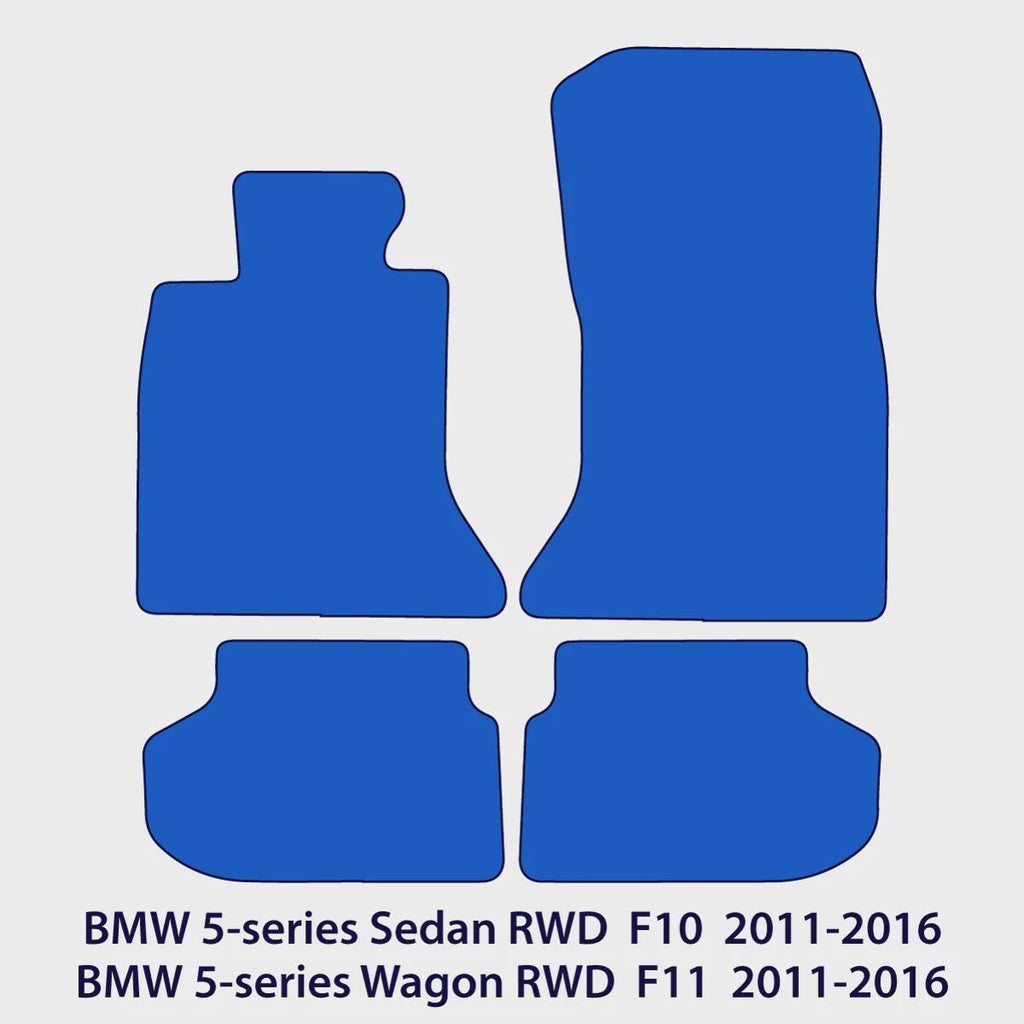 BMW 5-Series Velour Floor Mats RWD 2011-2016 – F10, F11 – M Stitching