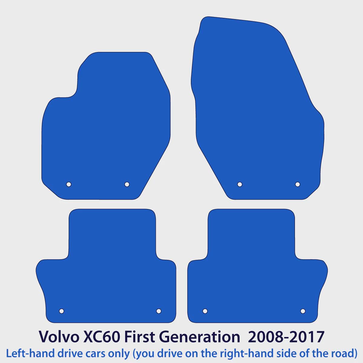 Volvo XC60 Velour Floor Mats 2008-2017 – Black