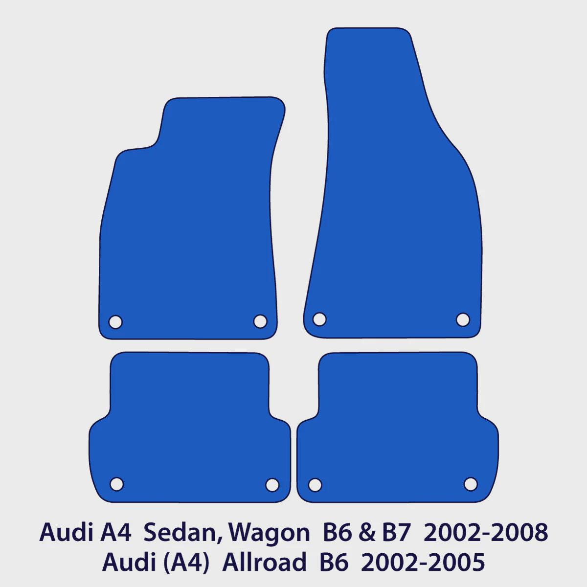 Audi A4 S4 Velour Floor Mats 2002-2008 – Sedan, Wagon B6 & B7 – Black Exclusive