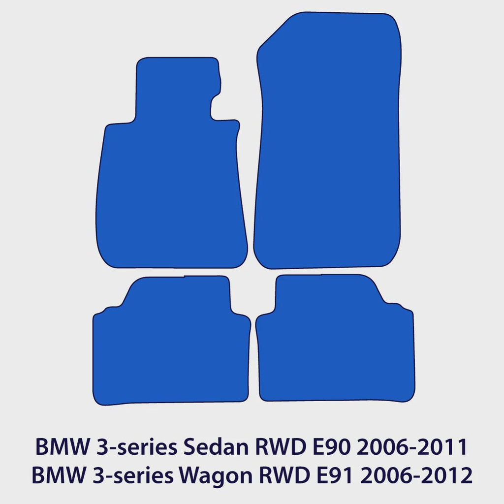 BMW 3-Series Velour Floor Mats Sedan 2006-2011 & Wagon 2006-2012 RWD E90, E91 – 3 Logo