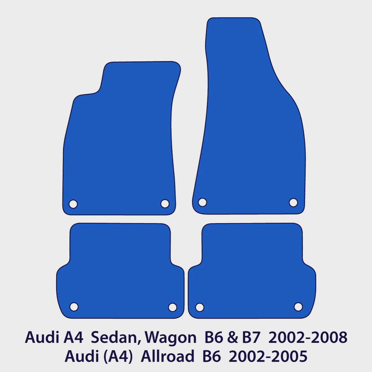 Audi A4 S4 Velour Floor Mats 2002-2008 – Sedan, Wagon B6 & B7 – Silver Sportline
