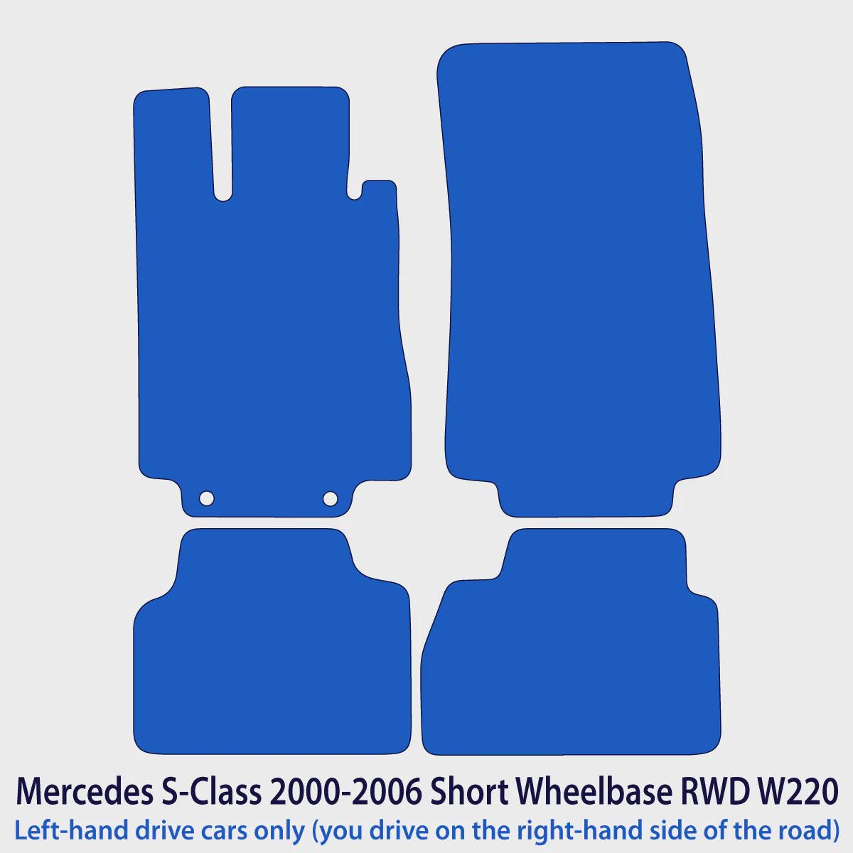 Mercedes S-Class Short RWD Velour Floor Mats 2000-2006 – W220 – Black