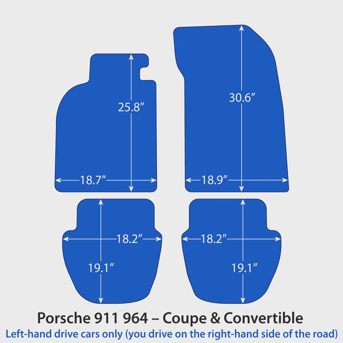 Porsche 911 Velour Floor Mats 1988-1993 – 964 – Black