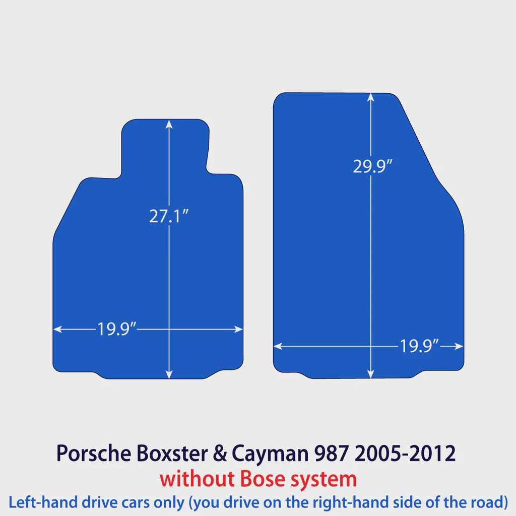 Porsche Boxster & Cayman Velour Floor Mats 2005-2012 without Bose system – 987 – Black
