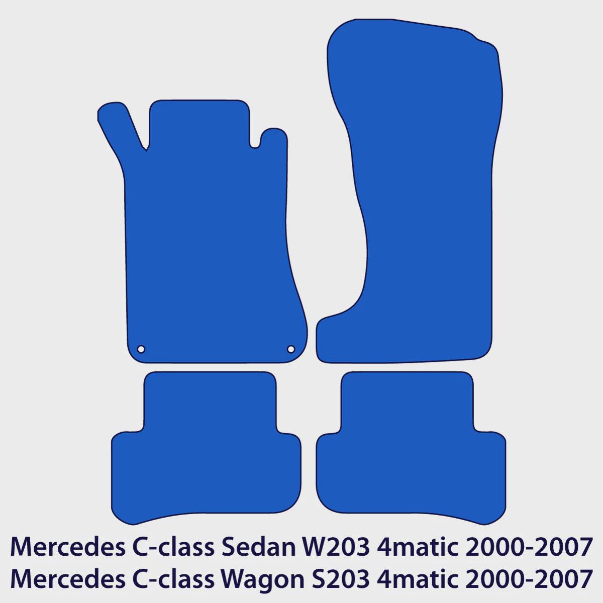Mercedes C-Class Velour Floor Mats 2001-2007 – 4matic W203 & S203 – Black